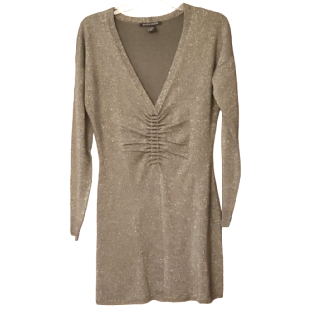 Boston Proper Womans Metallic Gold Sparkle Mini Dress Size Medium